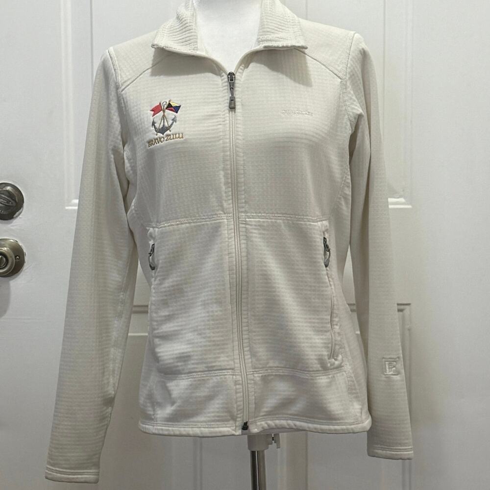Patagonia Women M Polartec Power Dry Grid Fleece Full Zip Jacket Cream Embroider